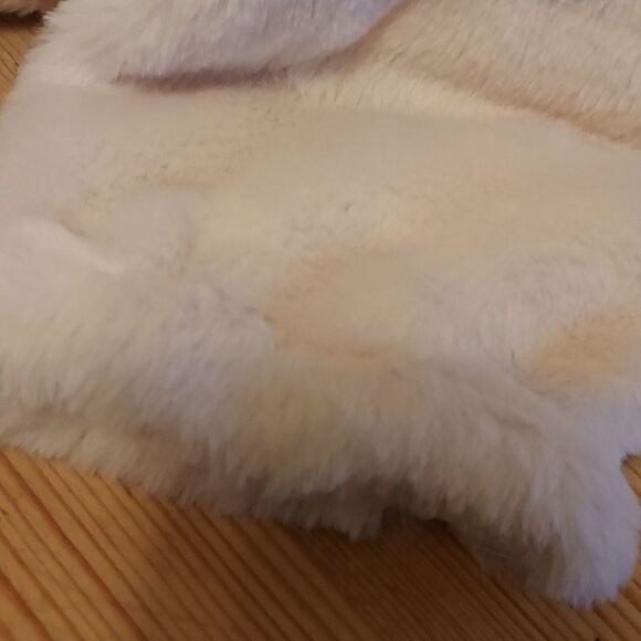 White Teddy Jacket Faux Fur Ivory Cream Zip Up Size M - Picture 10 of 10